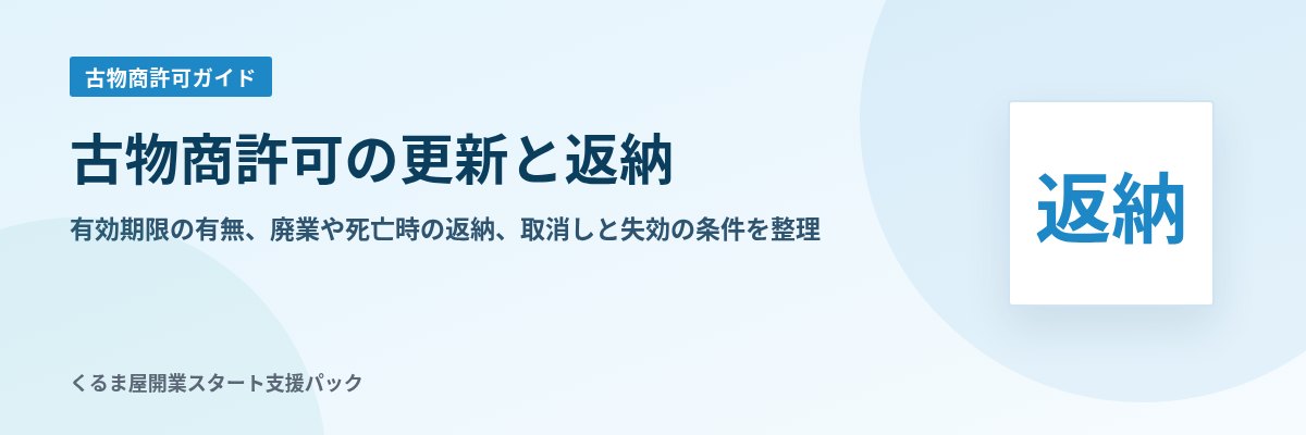 古物商許可の更新と返納 有効期限の有無、廃業や死亡時の返納、取消しと失効の条件を整理